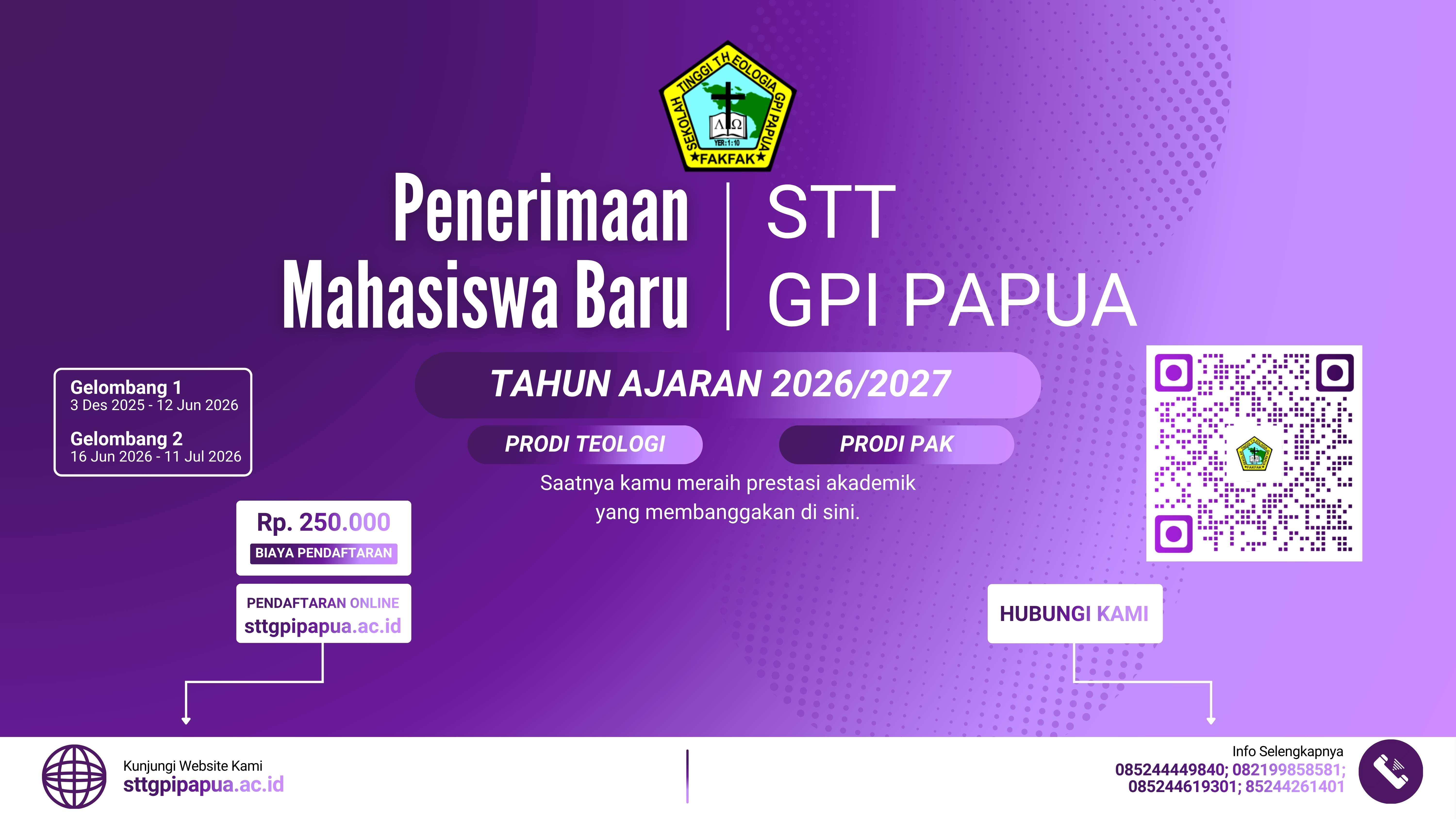 Penerimaan Mahasiswa Baru Gelombang 2 STT GPI Papua 2026/2027